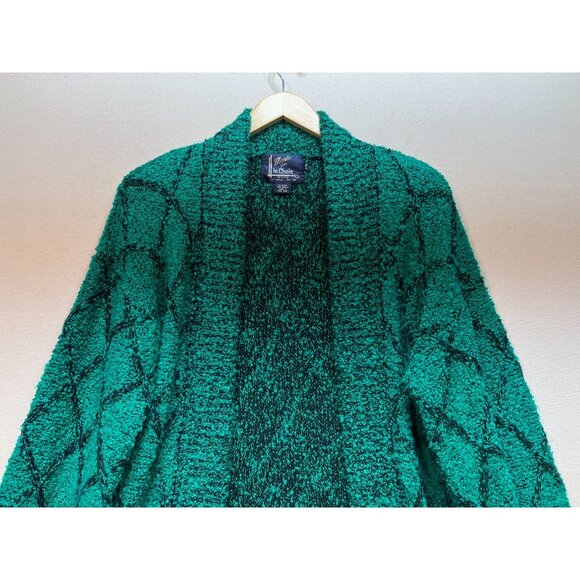 Vintage Monto Par Le Chois Womens Cardigan Sweater Size P/M Teal Black - Picture 4 of 11